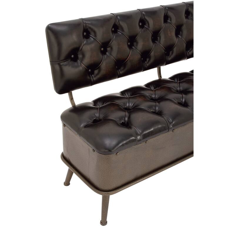 Metal Storage Bench with Tufted Faux Leather - Bronze - Roche River Decor - 19"W x 54"L x 31"H