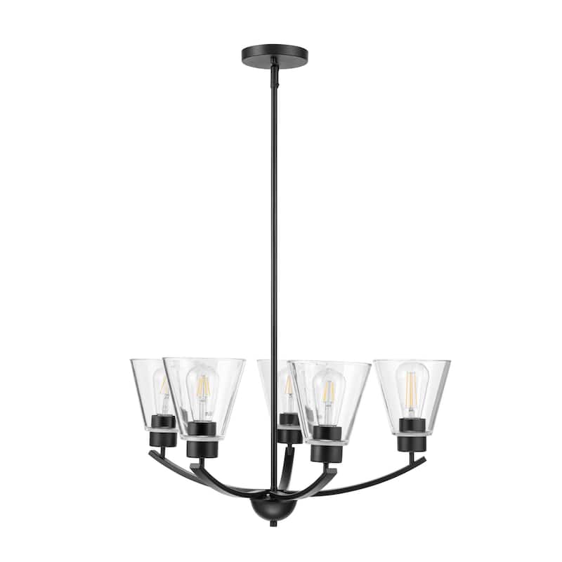 Prominence Home Fairendale Matte Black 5-Light Chandelier with Clear Glass - 26.25