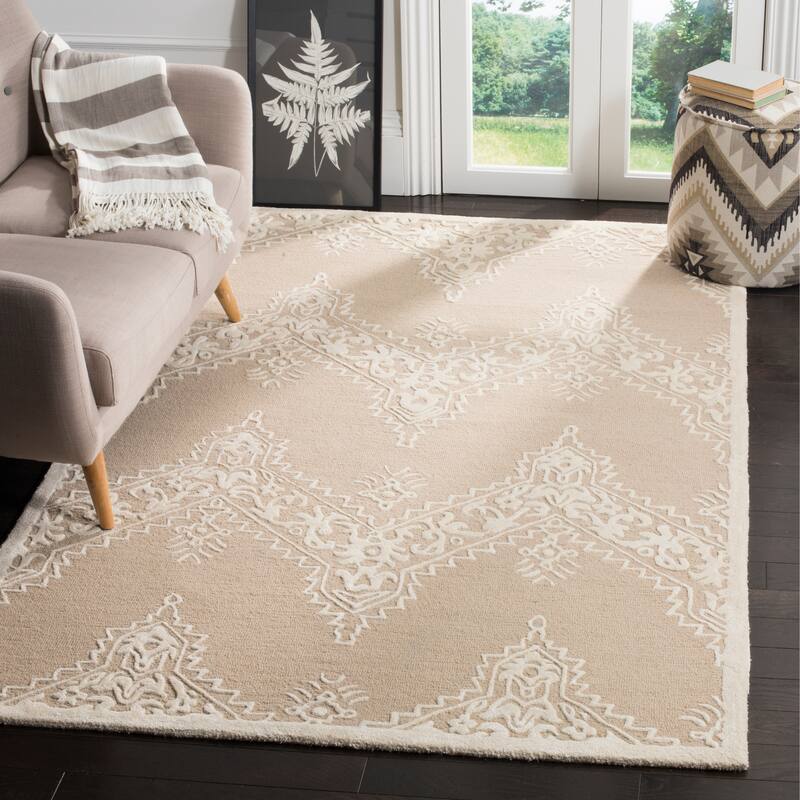 SAFAVIEH Handmade Manchester Cyprienne Modern Wool Rug - 3' x 5' - Beige/Ivory