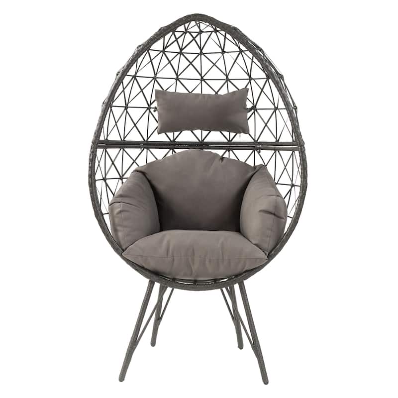 Montego Light Grey and Black Patio Chair with Upholstered Custhion