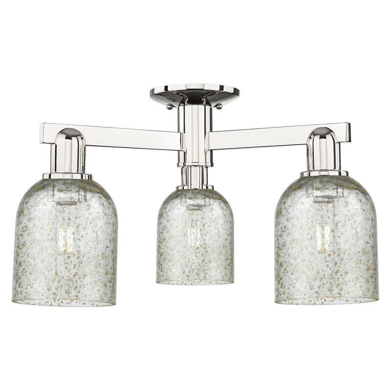 Innovations Lighting 716-3F-11-23 Caledonia Semi-Flush Caledonia 3 - Polished Nickel / Mica