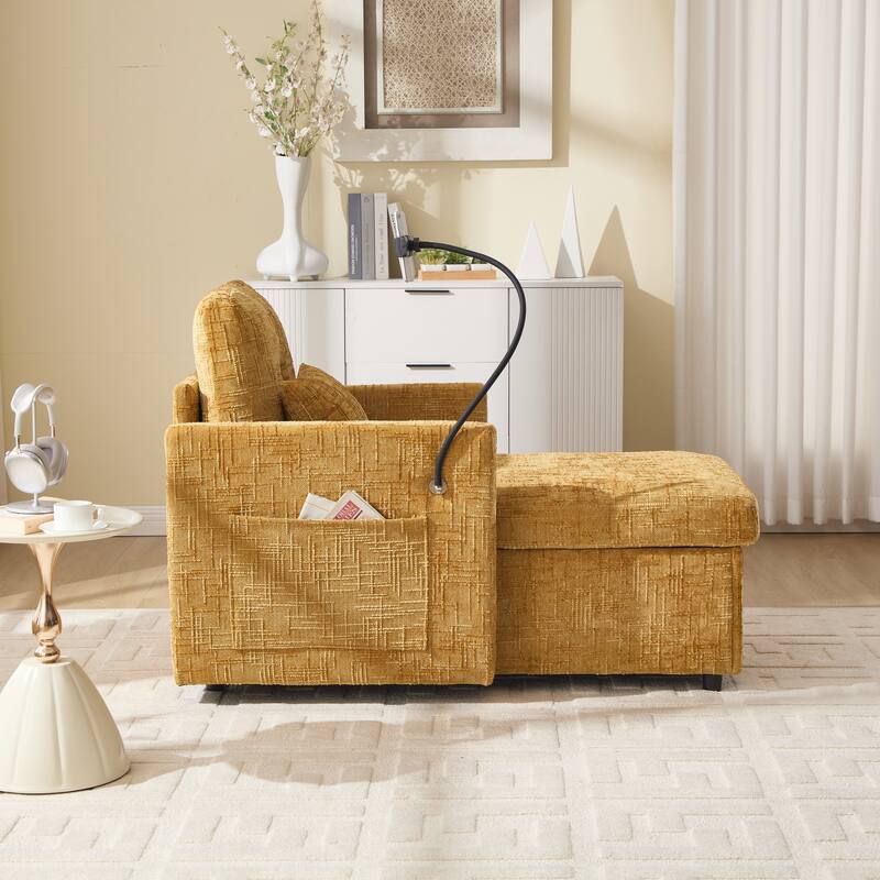 Multifunctional Recliner Sofa - Storage Backrest, Phone Holder, Chenille Leisure Chair - Living Room, Bedroom