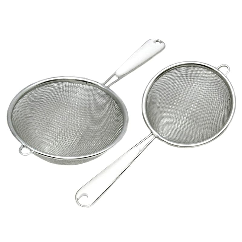 Chef Craft 3" & 4" Stainless Steel Fine Mesh Food Strainer for Kitchen Set with Handle - 3 Sets