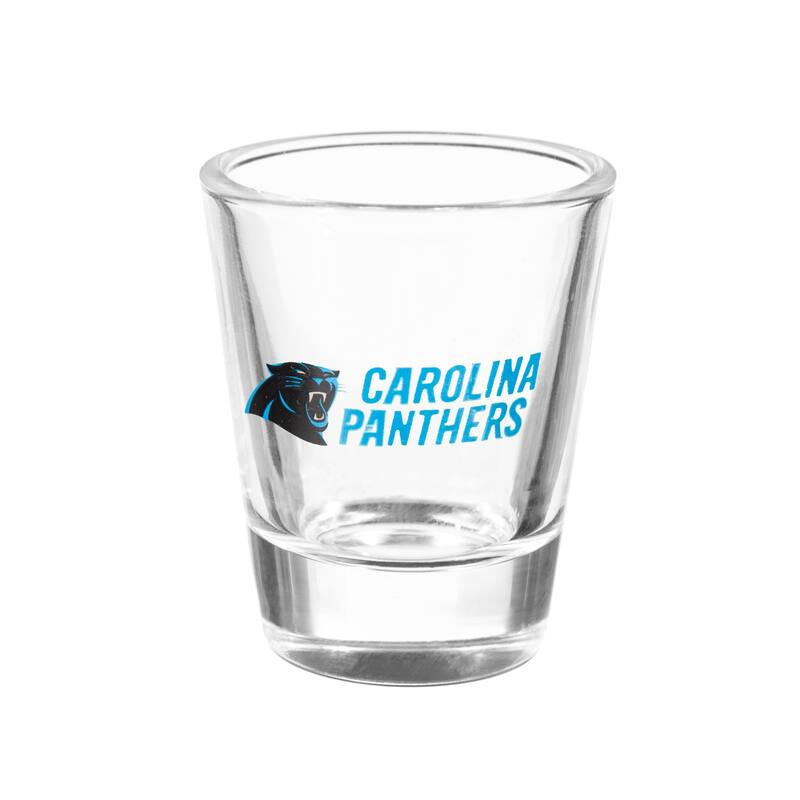 Ceramic and Glass Shot Glass with Gift Box, 4pc Set, Carolina Panthers