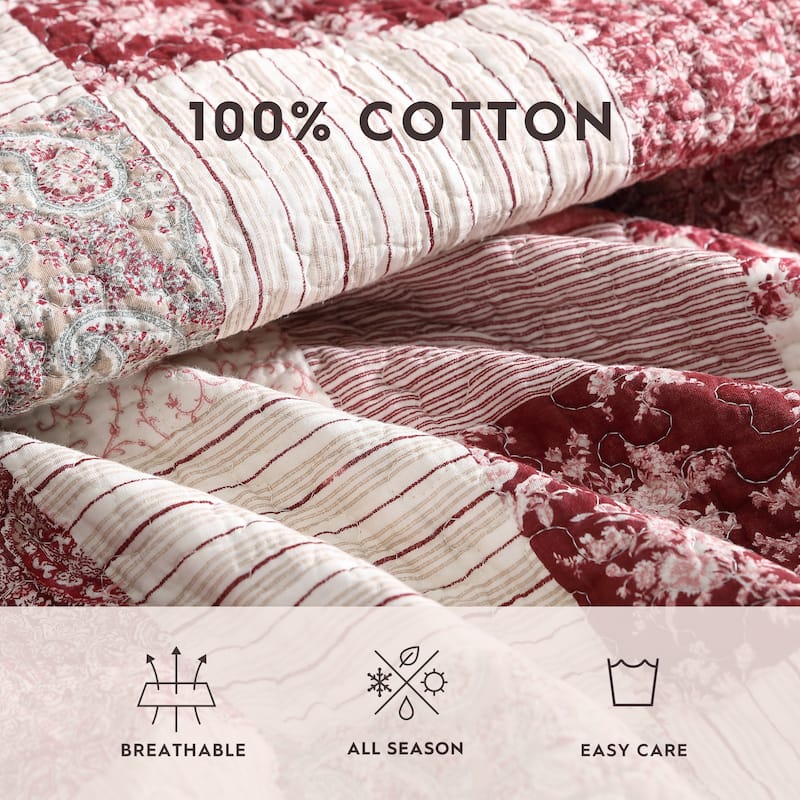 Laura Ashley Celina Patchwork Cotton Reversible Quilt Set