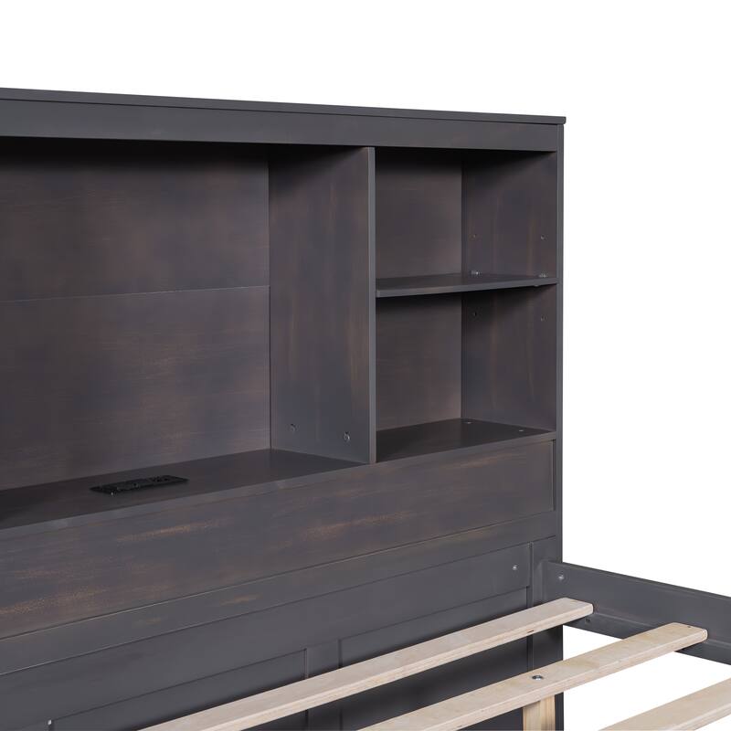 platform bed with Storage Headboard