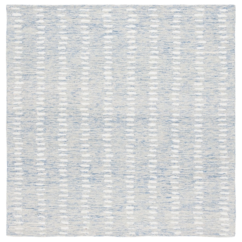 SAFAVIEH Handmade Abstract Damhnait Contemporary Wool Rug - 3' Square - Blue/Ivory - Square