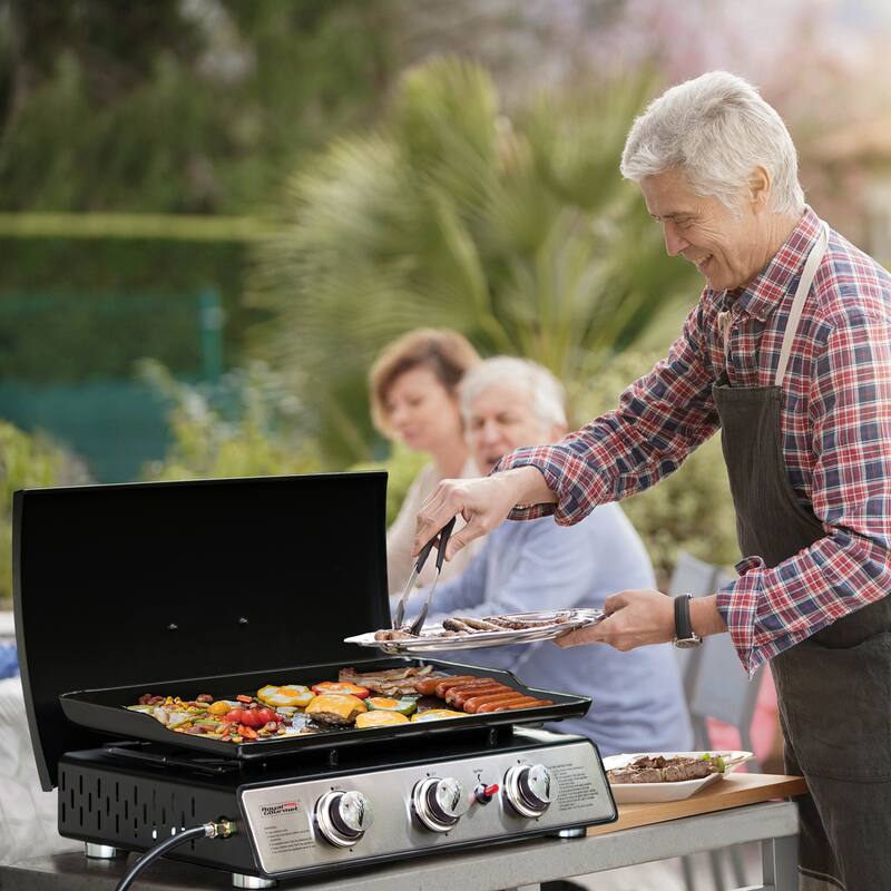 Royal Gourmet 3-Burner Portable Tabletop Gas Grill Griddle with Top Hard Cover