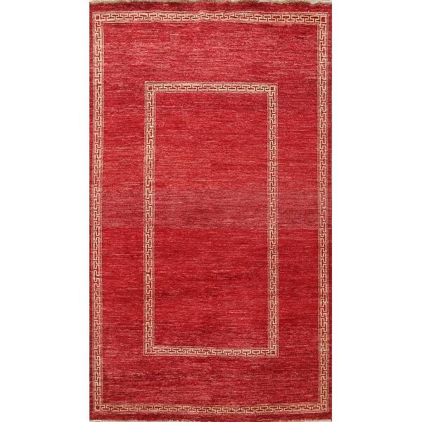slide 2 of 17, Modern Gabbeh Kashkoli Area Rug Wool Handmade Oriental Carpet - 5'6" x 8'2"