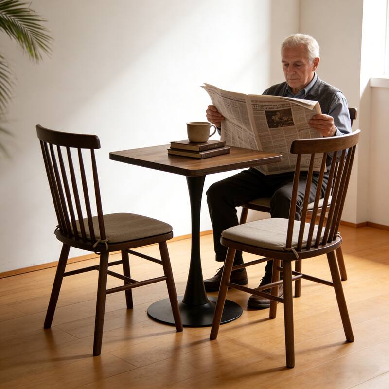 Square Dining Table, 23.6" Tulip Table with Thickened Edge Decor Tabletop & Metal Pedestal, Mid Century Modern Bistro Table