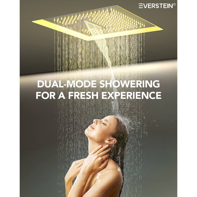 16 in LED Light Shower System Faucet Set LCD Digital Thermostatic Valve Kit Shower Head with Body Jets & Handheld Slider