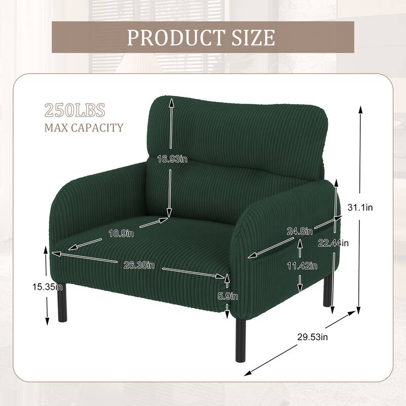 Comfortable Monochrome Single Person Wide Seat Chair, Suitable For Living Rooms And Bedrooms