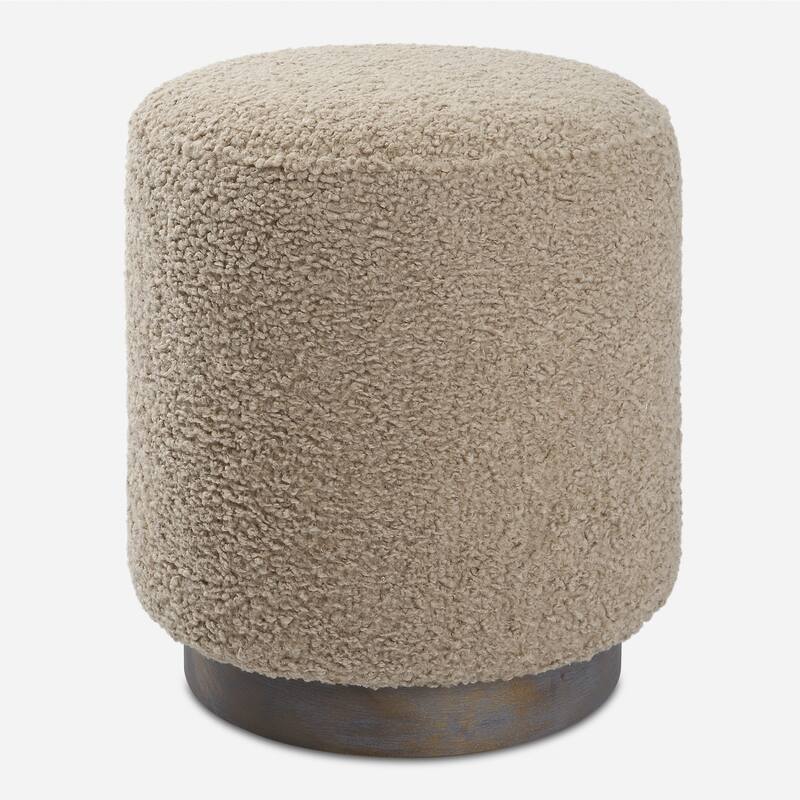 Upholstered Foot Pouf Ottoman - 18" - Gray and Brown