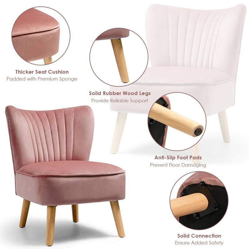 Gymax 2PCS Accent Chair Armless Leisure Chair Single Sofa w/ Wood Legs