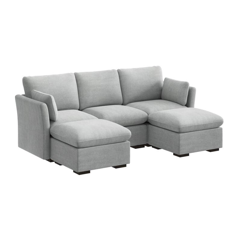 Bush Home Sienna Modular 3-Seater Double Ottoman Chaise Sectional - Dove Gray
