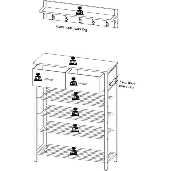 4tier Shoe Shelf with Two Drawers and Coat Rack Bed Bath & Beyond 36176422