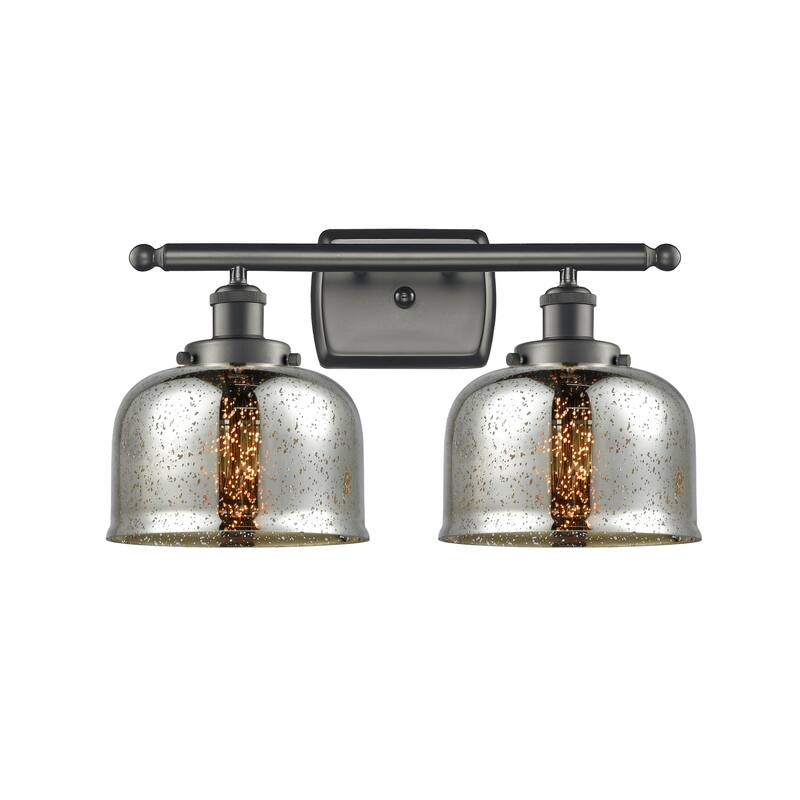 Innovations Lighting Ballston Urban Bell - 2 Light 18" Bath Vanity Light - Silver Plated Mercury/Oil Rubbed Bronze