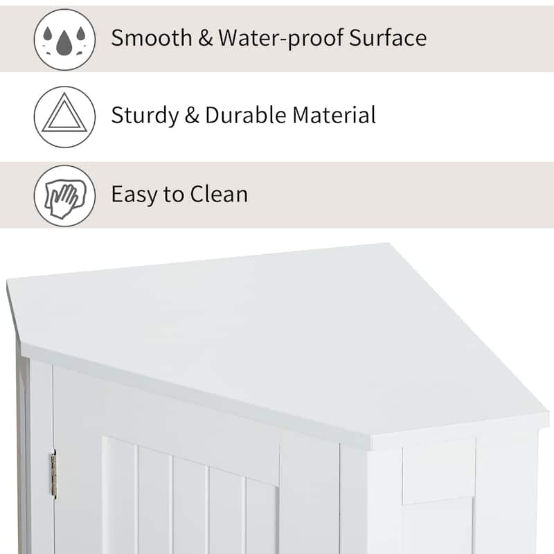 Roomfitters Triangle Bathroom Corner Cabinet with Adjustable Shelf, Space-Saving Storage Unit