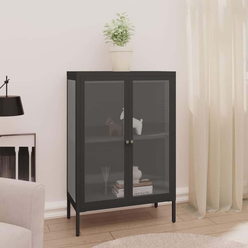 vidaXL Sideboard Anthracite 29.5"x13.8"x41.3" Steel and Glass
