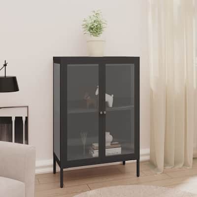 vidaXL Sideboard Anthracite 29.5"x13.8"x41.3" Steel and Glass