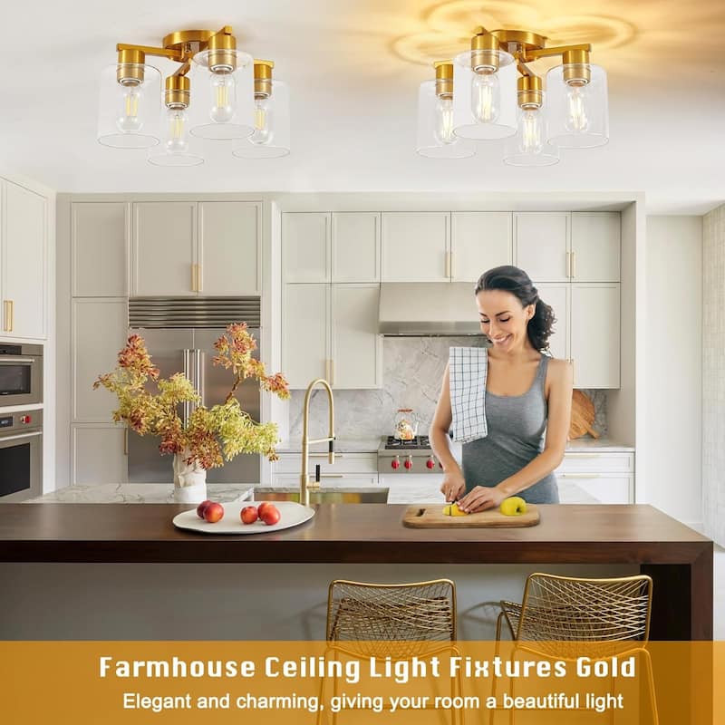 4 light kitchen light gold ceiling light aluminum, glass, ceramic, metal flush mount light