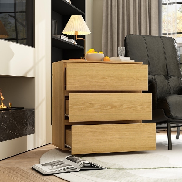 Space-Saving 3 Drawers Storage Chest Dresser in White with Smooth