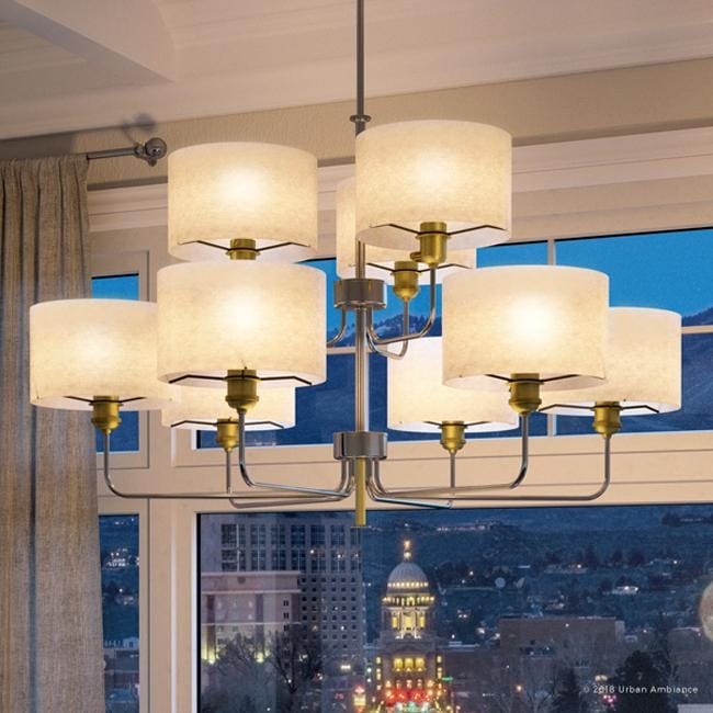 Luxury Cosmopolitan Chandelier, 26"H x 38"W, with  Transitional Style, Brushed Nickel Finish by Urban Ambiance (60 to 100 Watts - Steel - Nickel - 7 - Chandeliers For Bedrooms by Overstock.com