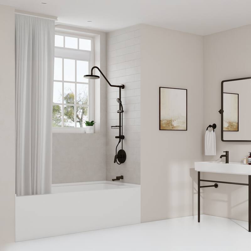 Kauai III 8-in Rain Showerhead Shower System with Slide Bar and Integrated Soap Dish