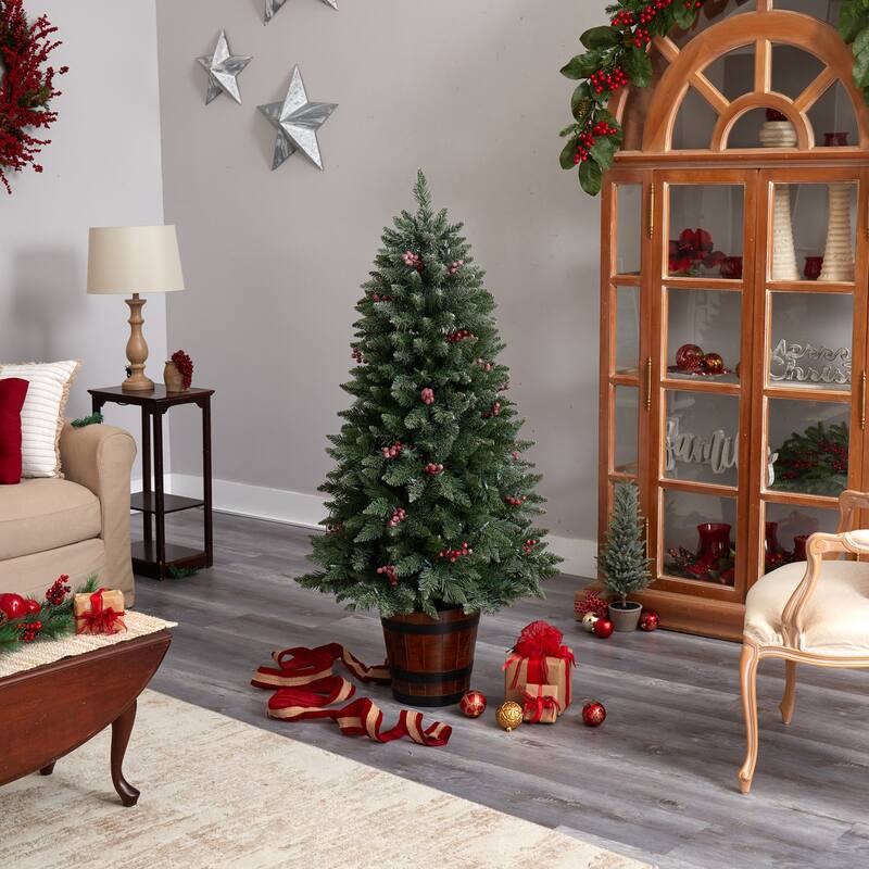 5Ft Pre-Lit Christmas Tree Southwestern Aspen Design, Holiday Decor, Festive Lights, Bendable Branches - Green - 60