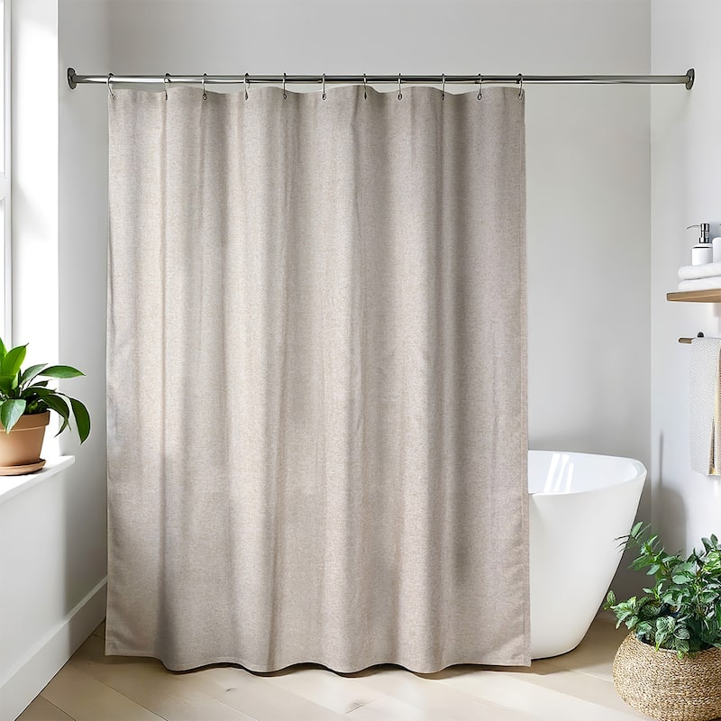 Extra Long Shower Curtain Taupe Linen Look 71 x 79 inches - Taupe