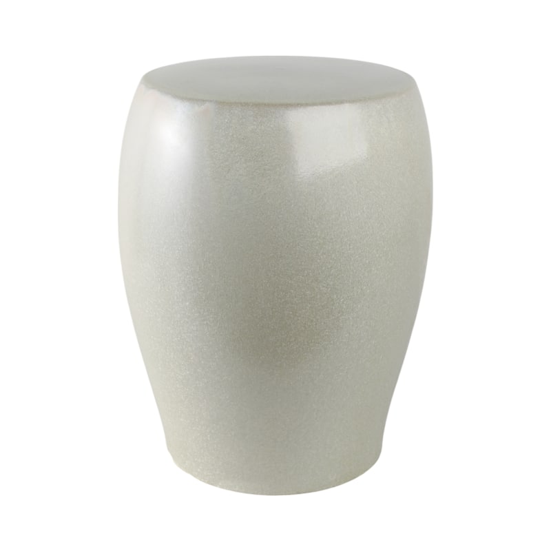 Ceramic Garden Stool Modern Accent Seat for Home Office - 19" Ivory
