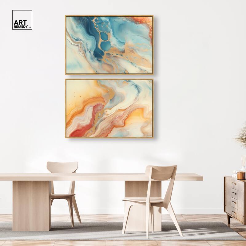 Marbled Sunrise I Canvas Set of 2 by Art Remedy