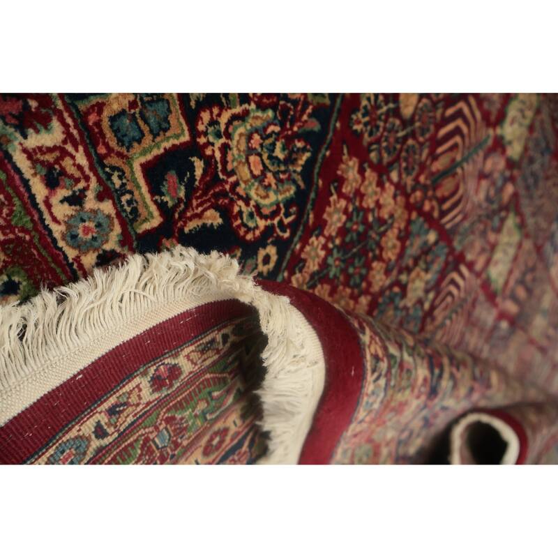 Hand Knotted Oriental 100% Wool Carpet Traditional Floral Red Isfahan Area Rug - 14' 9'' X 10' 5''