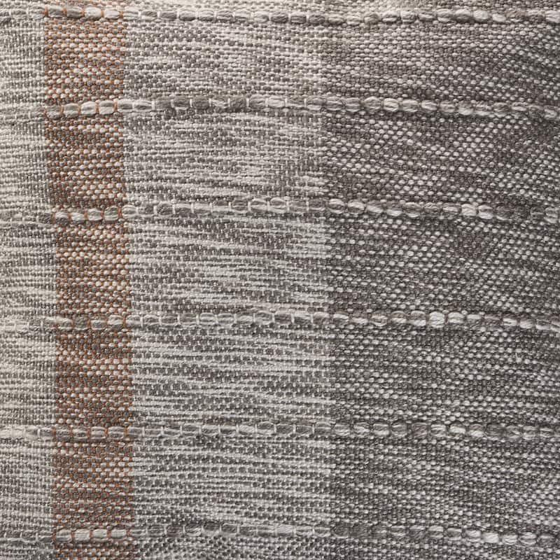 HomeRoots 20" X 20" Gray And Light Red Polyester Striped Zippered Pillow