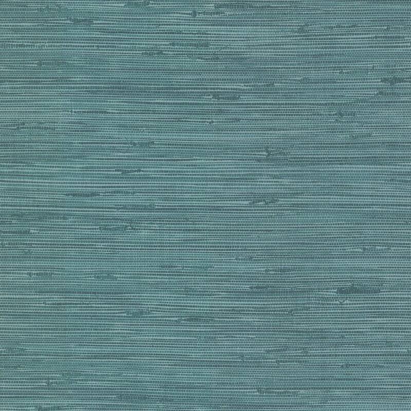 Brewster Fiber Teal Faux Grasscloth Wallpaper - 20.5in x 396in x 0.025in