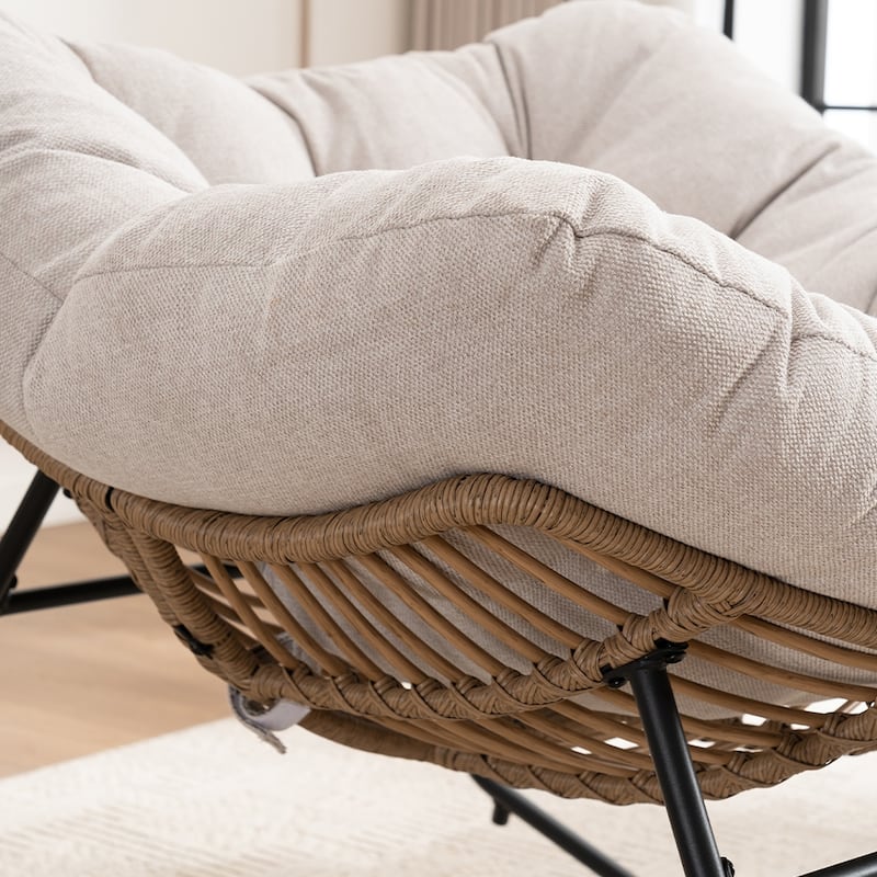 Wicker Rocking Chair Accent Chair with Ergonomic Design, Gentle Rocking Motion Lounge Chair for Living Room