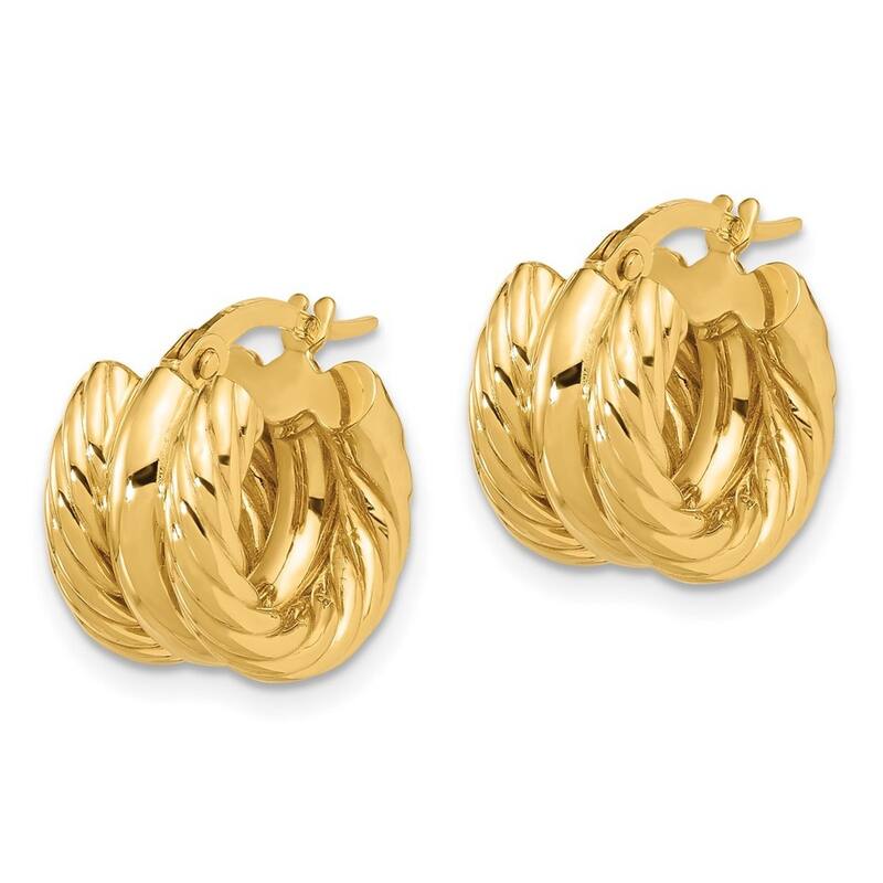Curata 14k Yellow Gold Polished Twisted Hoop Earrings - 14.9x14.2mm