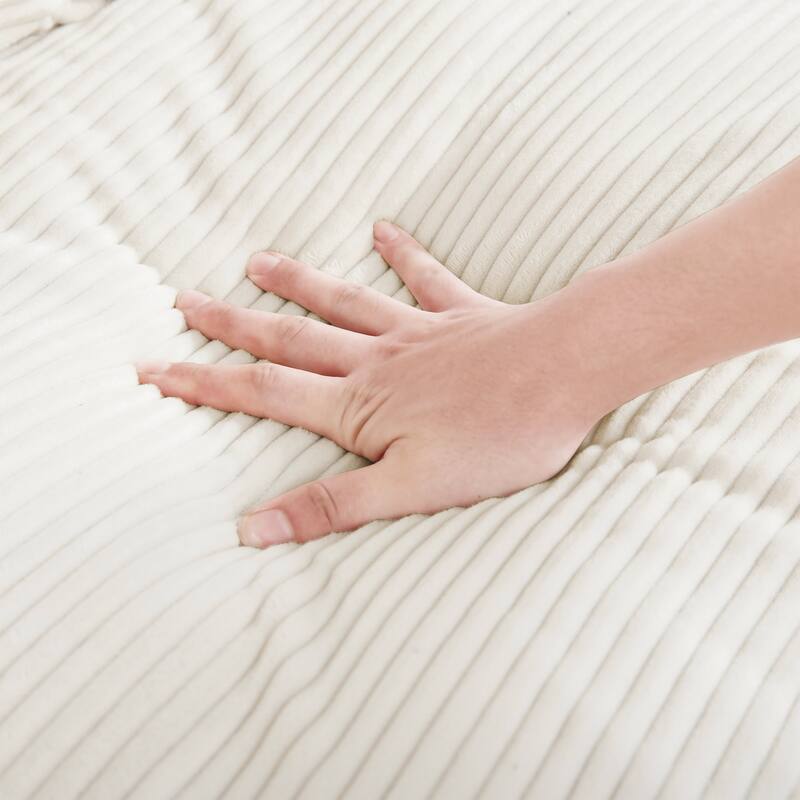 Corduroy Loveseat Sofa Couch with Storage Ottomans, Modern Sectional 2 Seater Sofa with Deep Seat, Pillows for Small Spaces