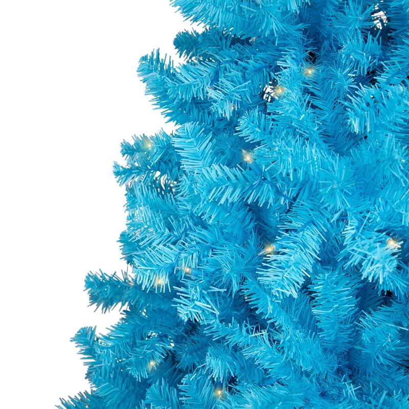 Pre-Lit Medium Pine Artificial Christmas Tree - 6' - Sky Blue - Clear Lights - 6 Foot