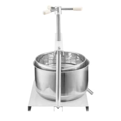 12L Stainless Steel Manual Fruit Press Juicer with Food Grade Bags for Wine and Juice Making - 370x355x410 mm