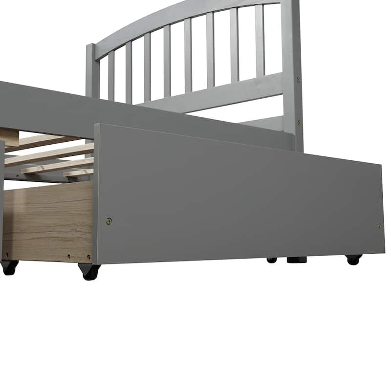 Twin Size Wood Platform Storage Bed with Drawers