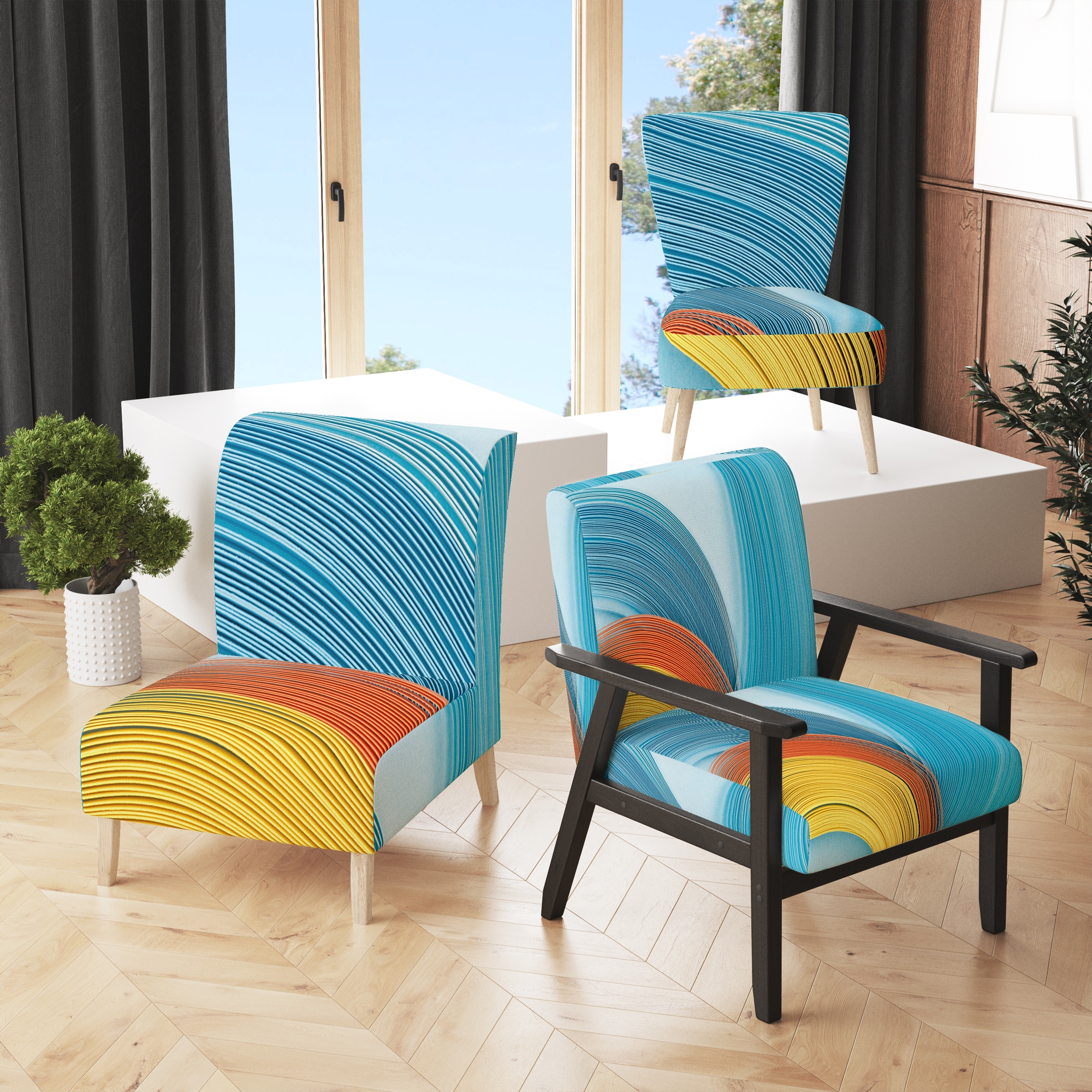 Blue and orange accent chair clearance
