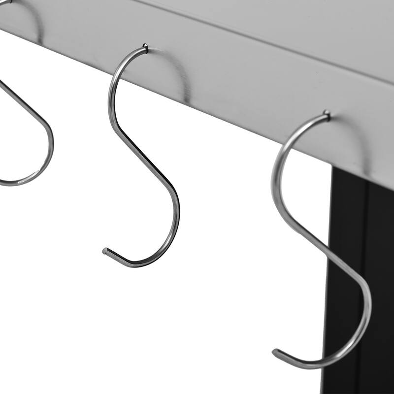 76.6"Large Grill Cart with Storage Cabinet, with Steel Drop Leaf, Grill Table with Adjustable Shelf & Hooks & Bottle Opener