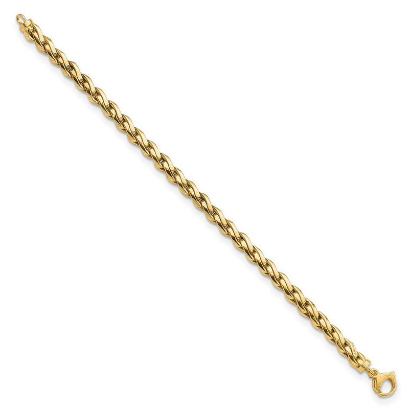 Curata 14k Yellow Gold Polished Fancy Link Bracelet 7.5 Inch
