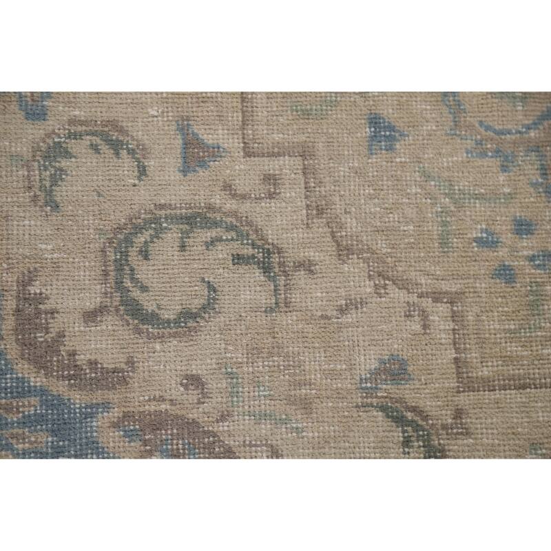 Hand Knotted Oriental 100% Wool Carpet Traditional Medallion Beige & Ivories Tabriz Area Rug - 12' 10'' X 9' 6''
