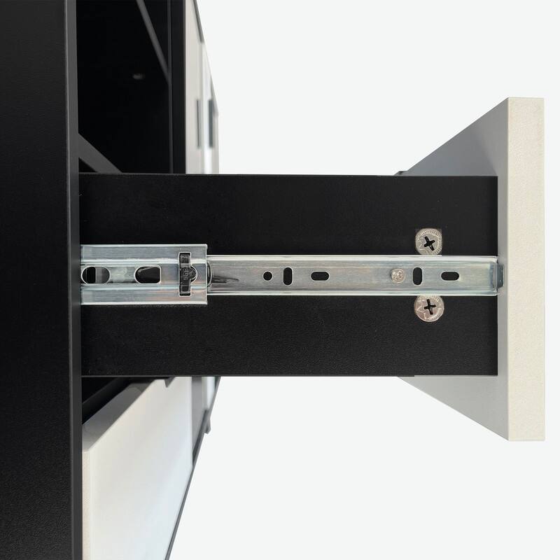 Glass Door Storage Cabinet with Drawers and Metal Handles, Living Room Modern Buffet Sideboard