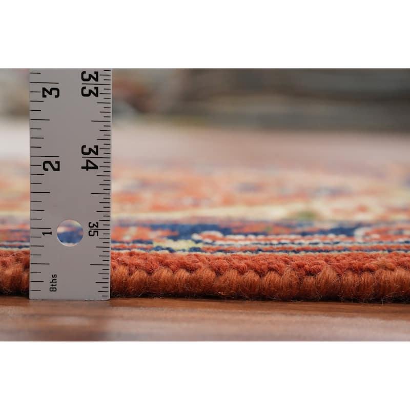 Hand Knotted Oriental 100% Wool Carpet Traditional Medallion Oranges & Rust Heriz (serapi) Area Rug - 3' 0'' X 2' 0''