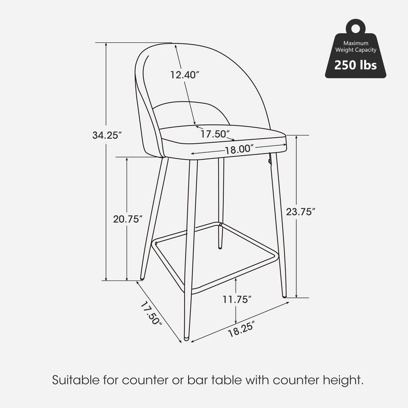 Glitzhome Set of 2 41"H Modern Tapered Leg Counter or High Bar Stools