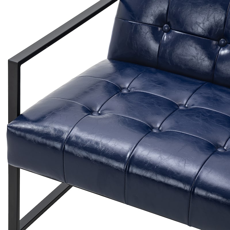 Glitzhome 29.50"W Mid-Century PU Leather Tufted Accent Chair - 29.5"W x 30.5"H x 29.25"D