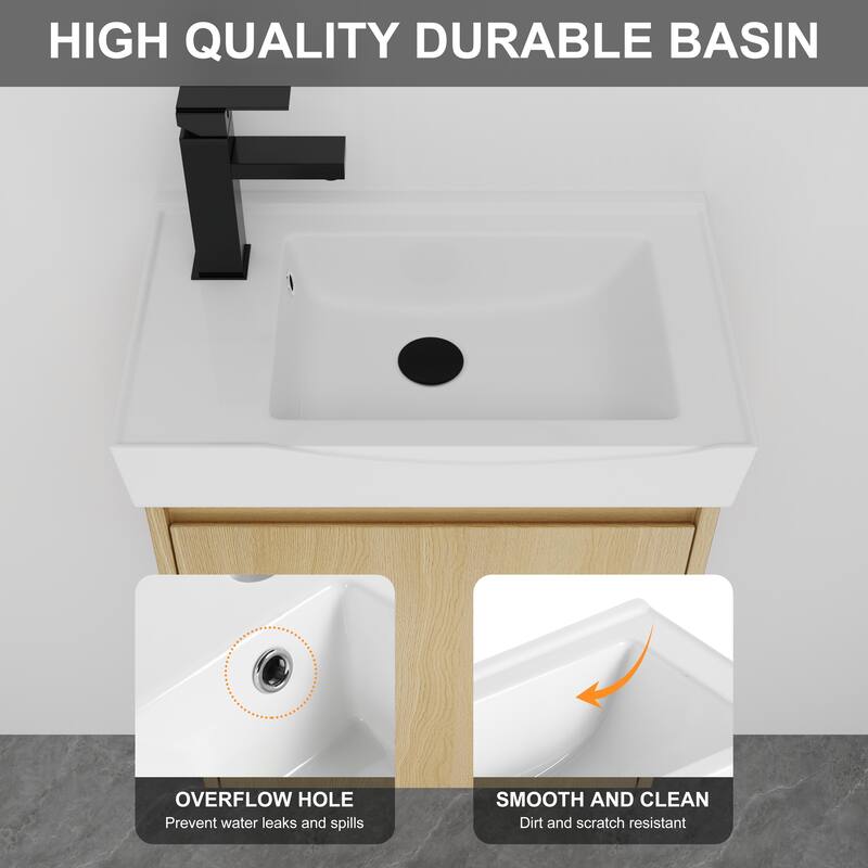 BNK 16"/20"/24"/30"/36" Single Sink Bathroom Vanity with Soft Close Door and Shelf